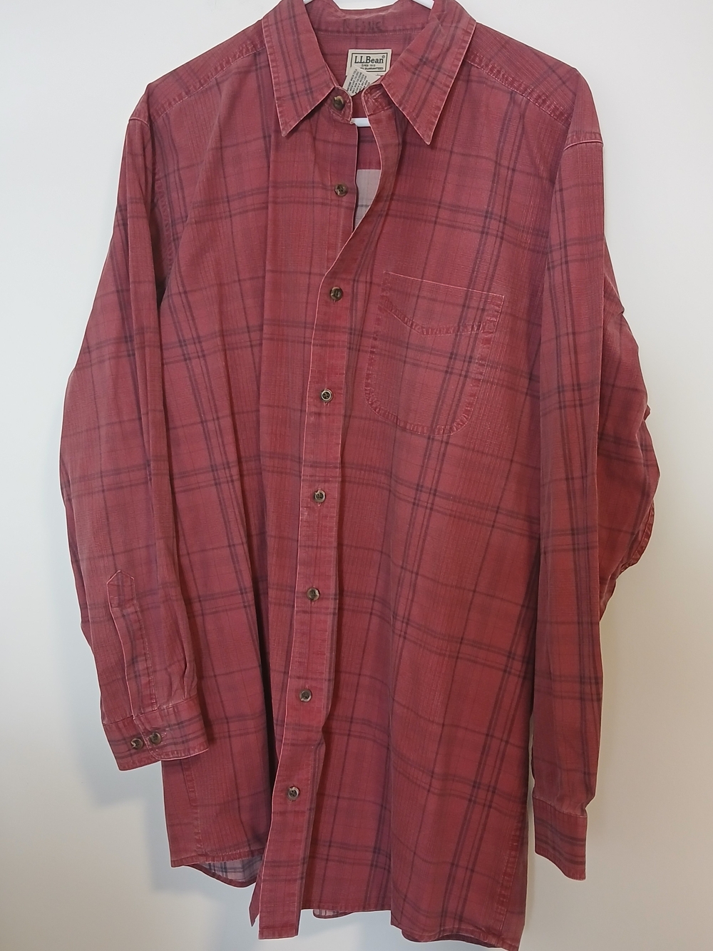 L.L. Bean Men's Brick Red Plaid Button-Down Shirt XL Tall